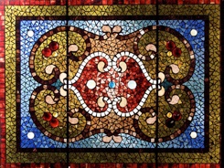 History of stained glass: Belcher Mosaic Co stained-glass windows from the  1880s.